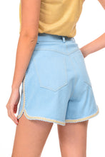Load image into Gallery viewer, DENIM SHORTS WITH GOLD TRIM
