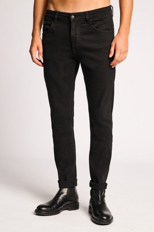 FLEXY DENIM BLACK TROUSERS