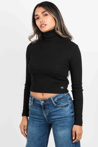 WOVEN LABEL RIB ROLLNECK