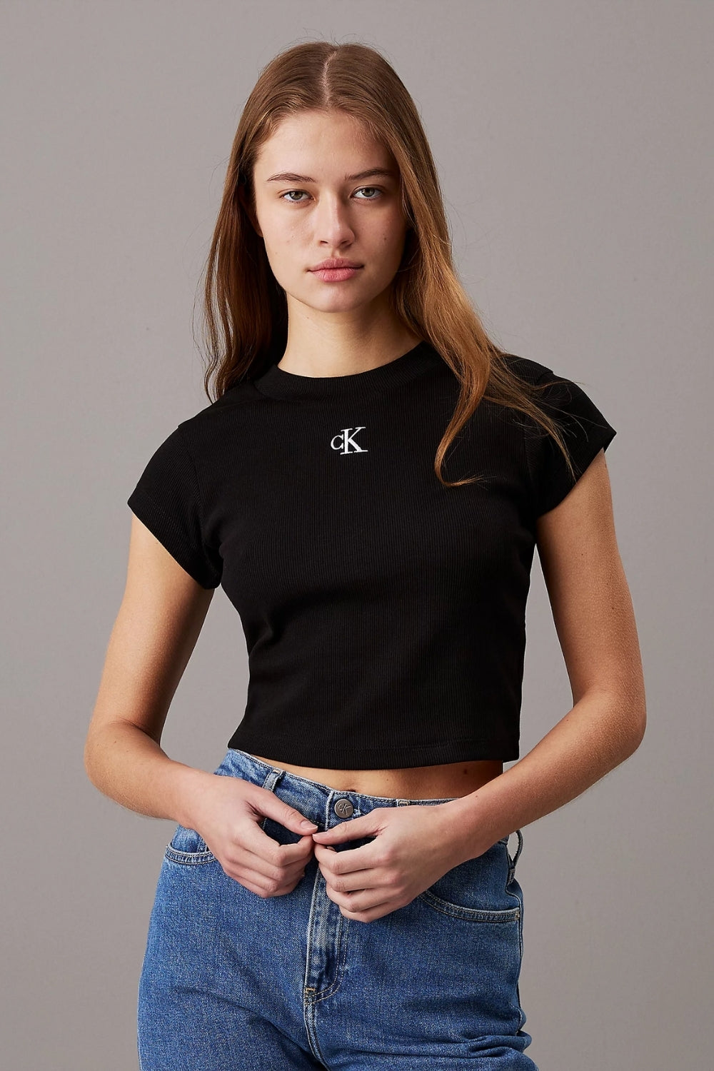 RIB CROPPED SLIM TEE