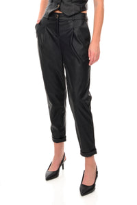 LEATHER PANTS WITH PLEATS