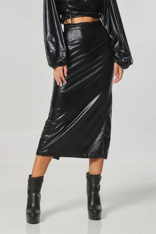 IVONNE SKIRT MIDI LEATHER