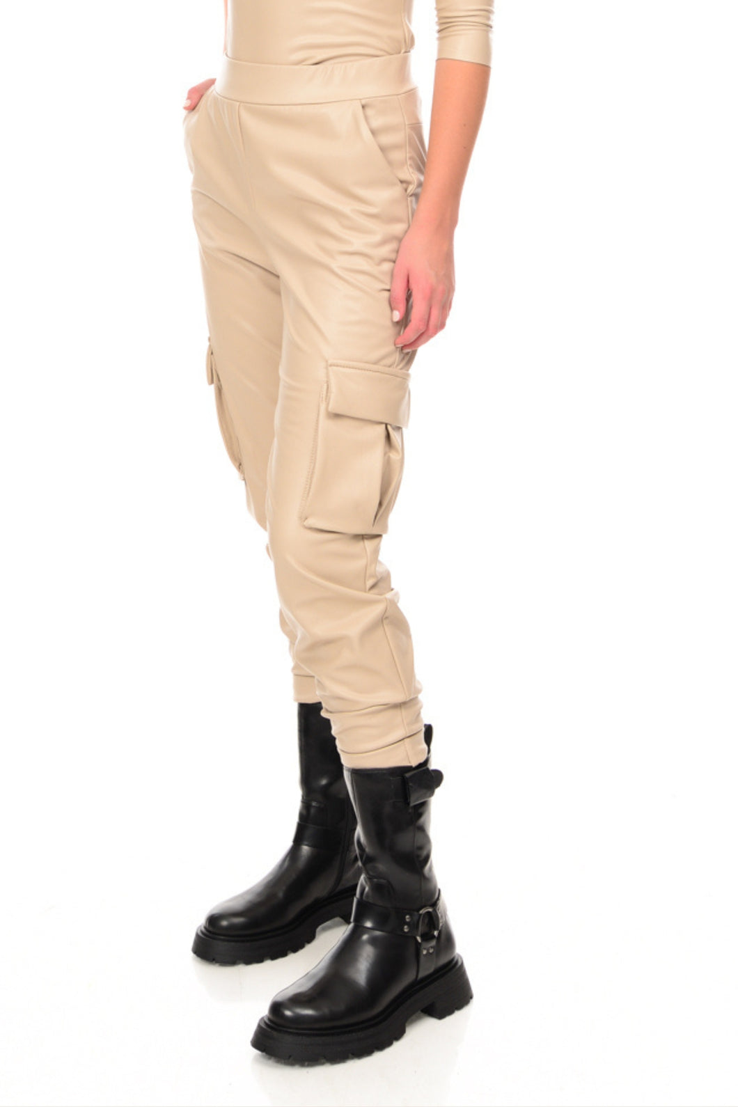 LEATHER CARGO PANTS