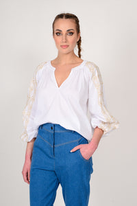 TOP WITH GOLD SLEEVE DETAILS